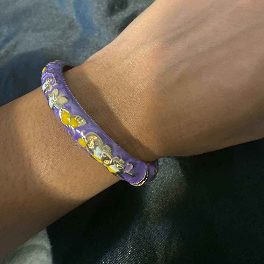 Purple Vintage Bracelet with Flower Detailing